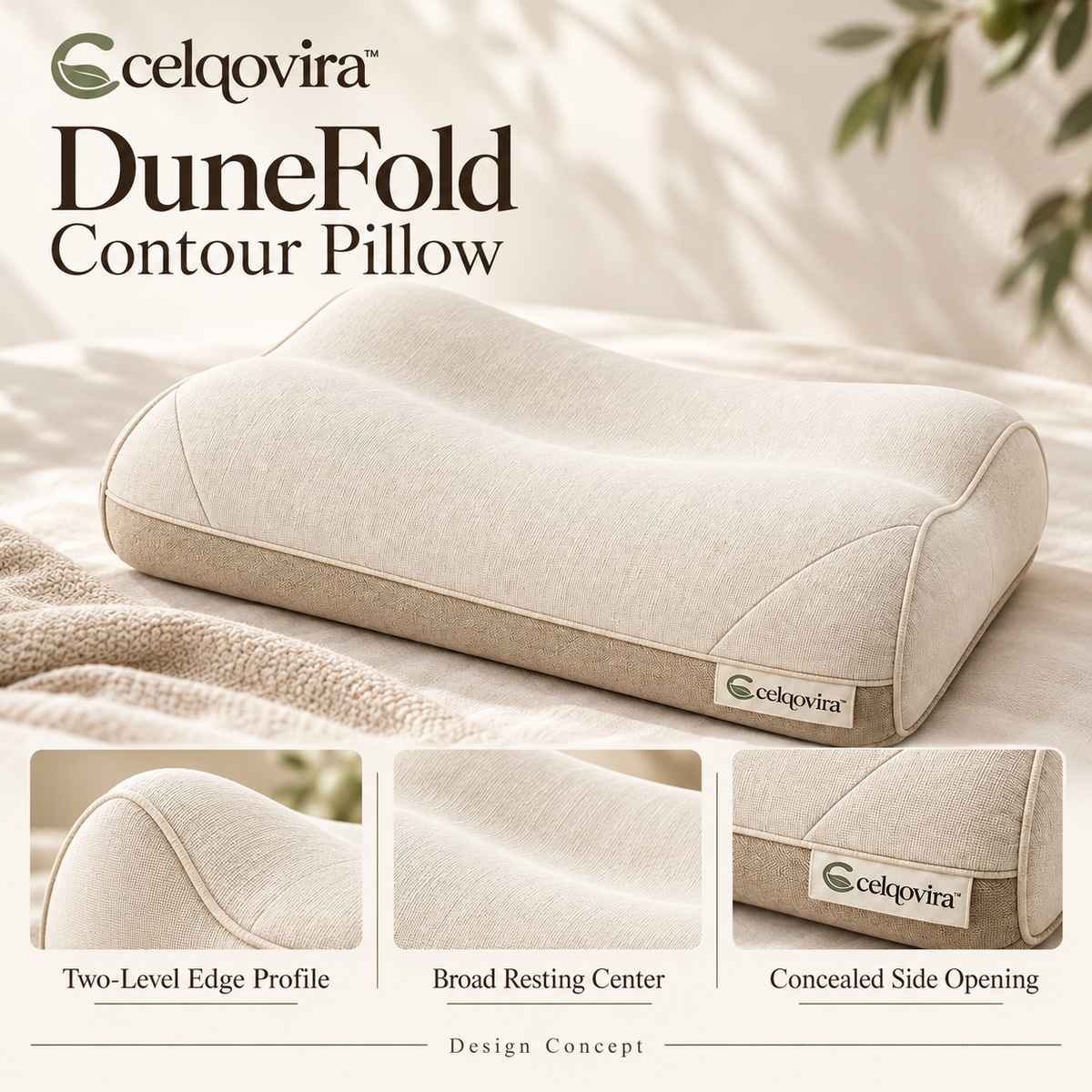 Celqovira™ DuneFold Contour Pillow — design overview