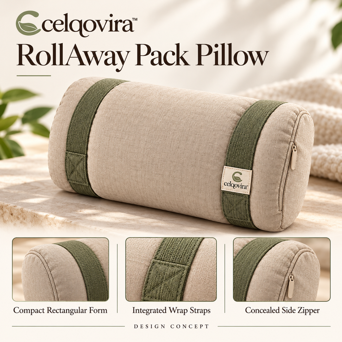 Celqovira™ RollAway Pack Pillow — design overview