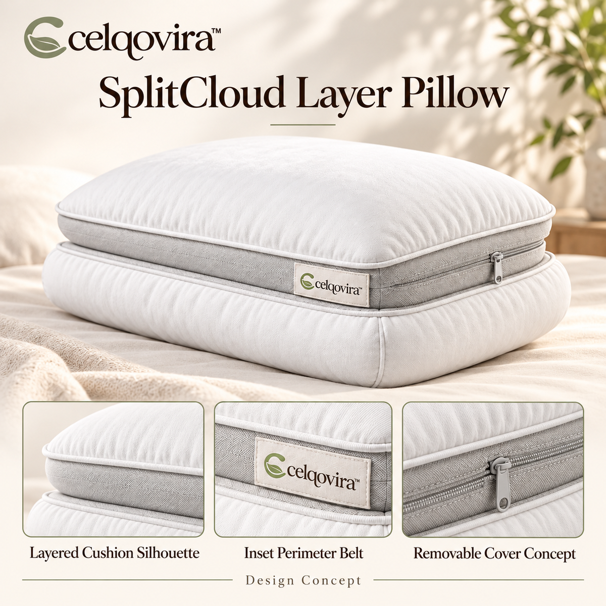Celqovira™ SplitCloud Layer Pillow — design overview