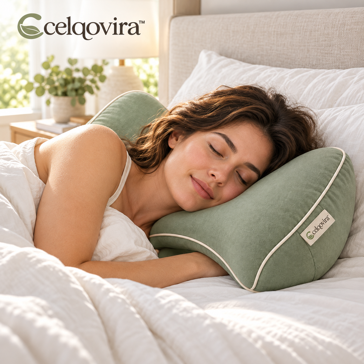 Celqovira™ CrescentWing Side Pillow — lifestyle concept