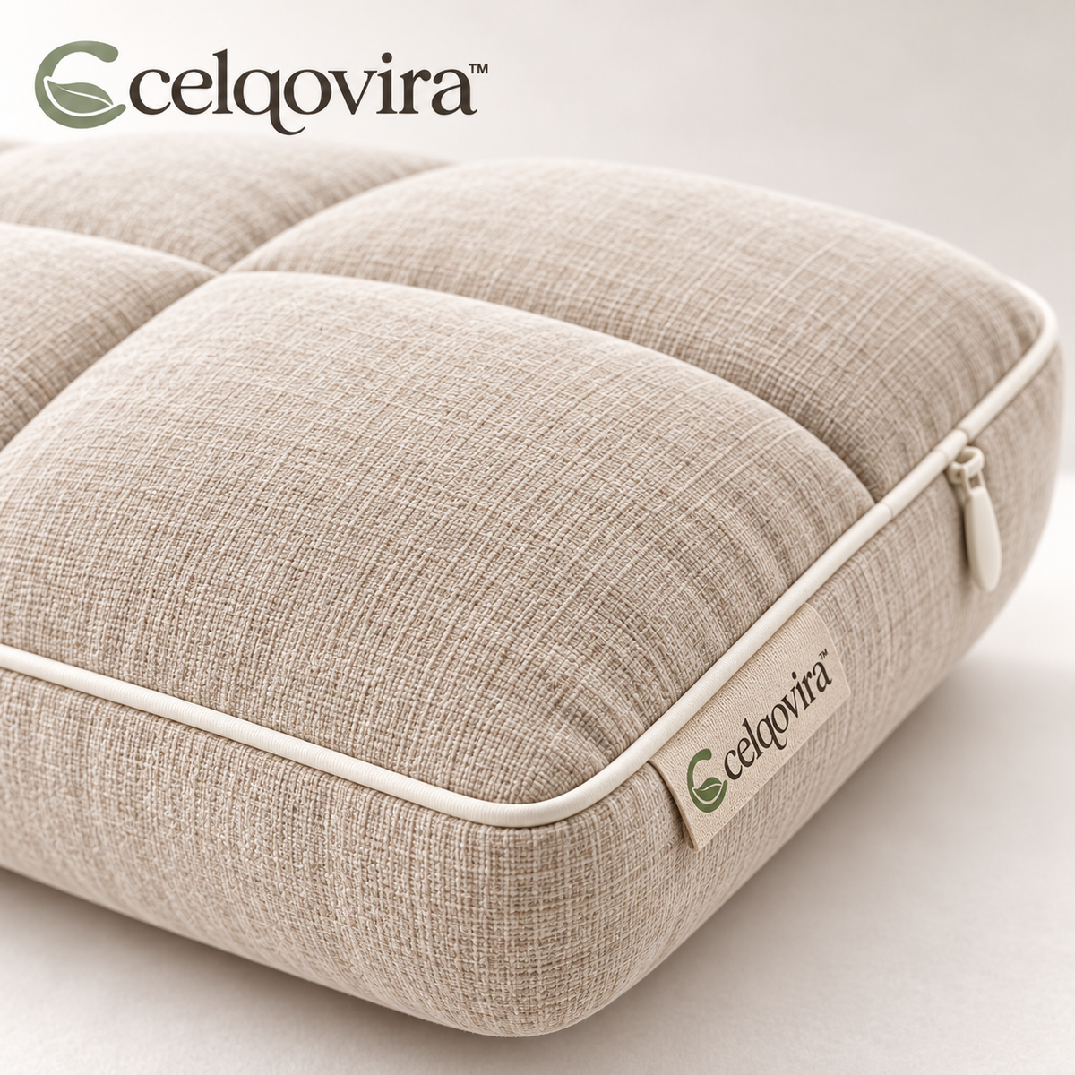 Celqovira™ QuietGrid Loft Pillow — seam and fabric detail