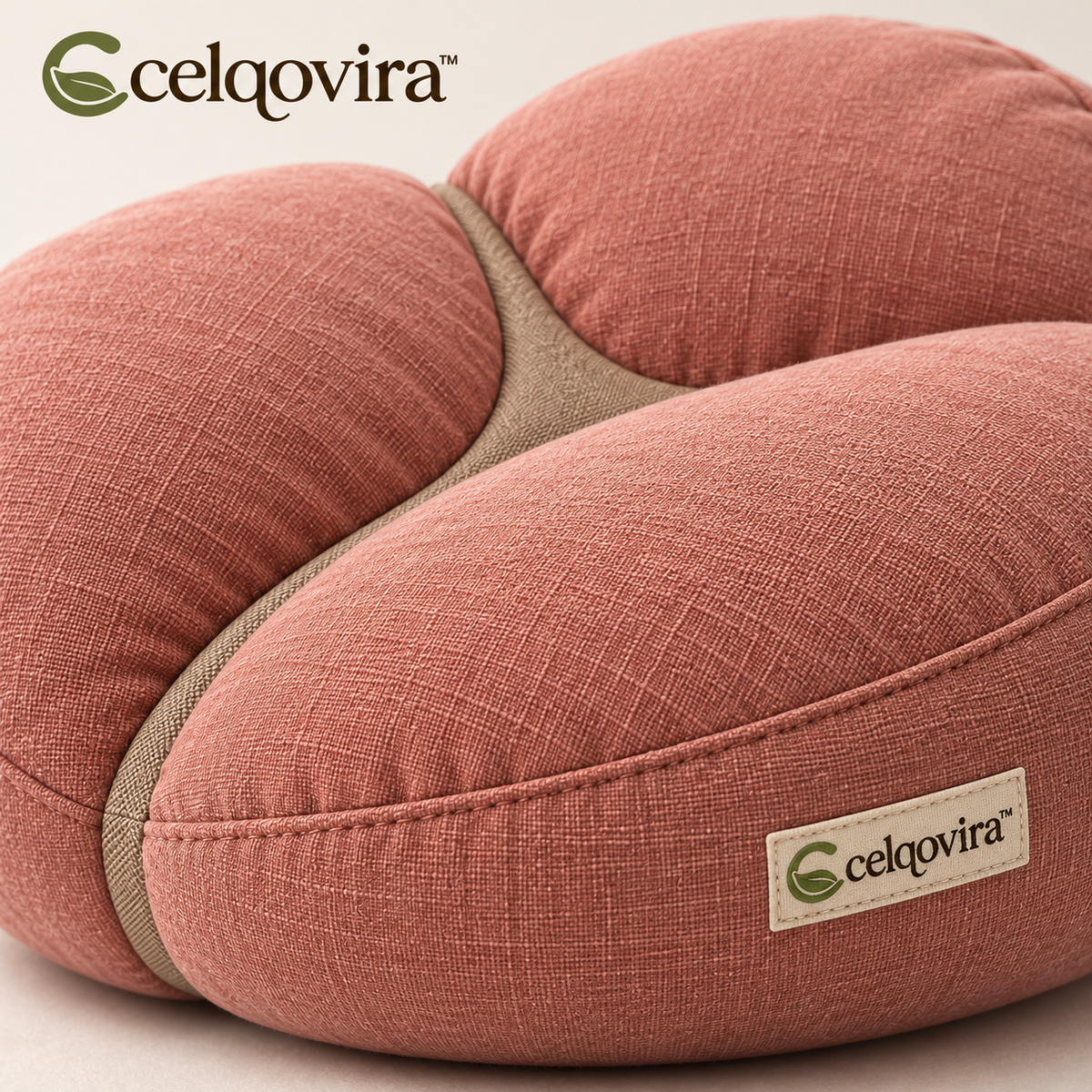 Celqovira™ PetalDock Lounge Pillow — seam and fabric detail